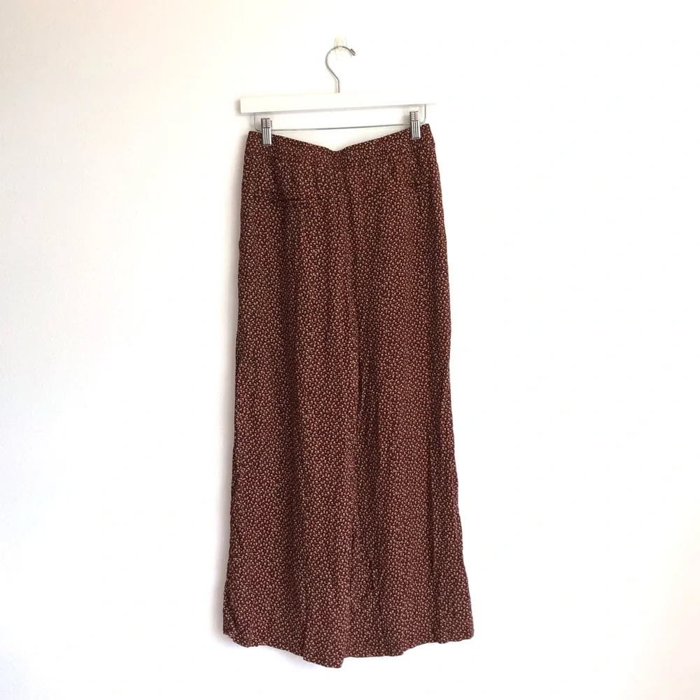& Other Stories Brown Tan Ditsy Floral Wide Leg Trouser Pants Size 4